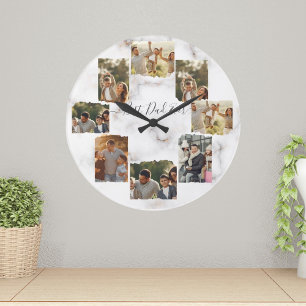 8 Acht Foto Moderne Elegante Collage Wandklok Grote Klok