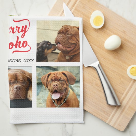 8 Afbeelding Familiefoto ✨ Kerstcollage Custom Theedoek (Quarter Fold)