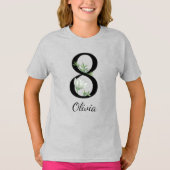 8 Anniversaire Floral Nom personnalisé T-shirt (Devant)