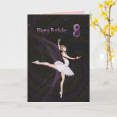 8 ans, une carte d'anniversaire de ballerine (Fleur jaune)