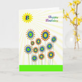 8 ans, une carte de fleurs heureuses (Fleur jaune)