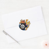 8 Bal met vlammen Ronde Sticker (Envelop)