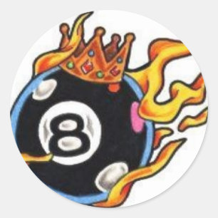 8 Bal met vlammen Ronde Sticker