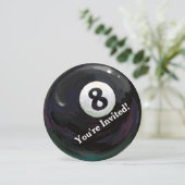 8 Ball Art Anniversaire Invitation ronde (Debout devant)