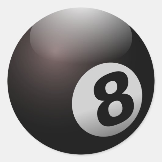 8 Ball Biljart Pool Ronde Sticker (Voorkant)