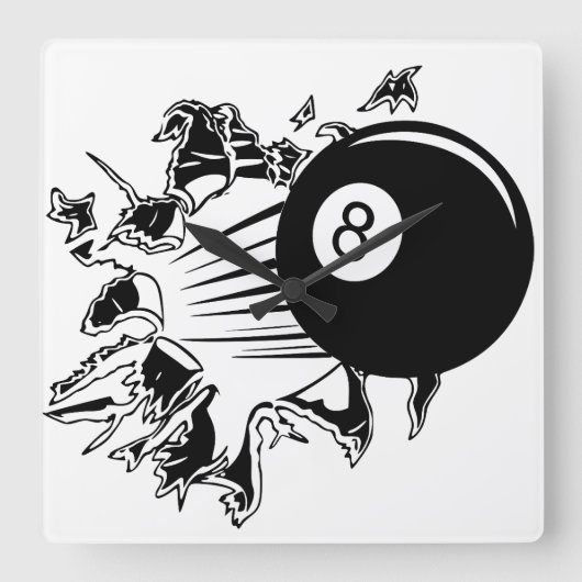 8-Ball Breakthrough Vierkante Klok (Voorkant)