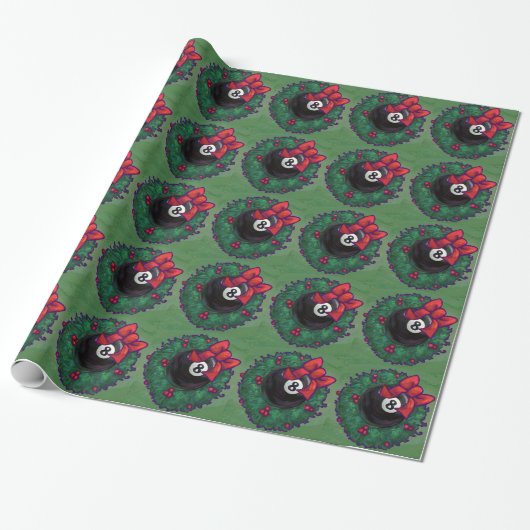 8 Ball Kerstmis Cadeaupapier (Uitgerold)
