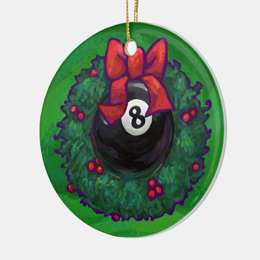 8-Ball Kerstmis met groen Keramisch Ornament (Links)