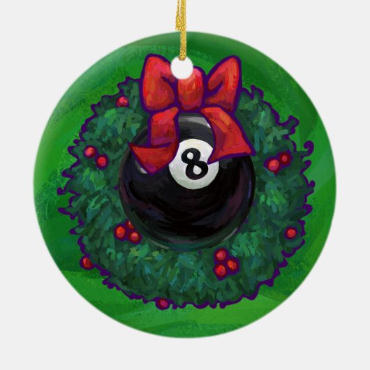 8-Ball Kerstmis met groen Keramisch Ornament (Achterkant)