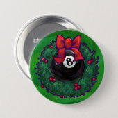 8-Ball Kerstmis met groen Ronde Button 7,6 Cm (Voorkant /achterkant)