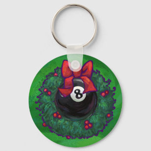 8-Ball Kerstmis met groen Sleutelhanger