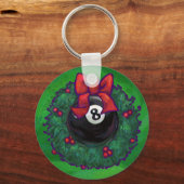 8-Ball Kerstmis met groen Sleutelhanger (Voorkant)