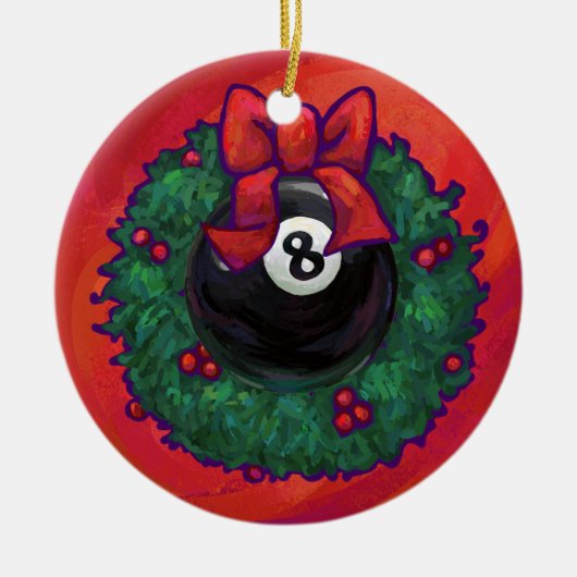 8-Ball Kerstmis Rood Keramisch Ornament (Voorkant)