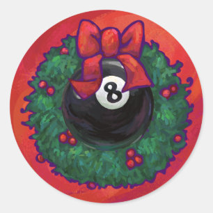 8-Ball Kerstmis Rood Ronde Sticker
