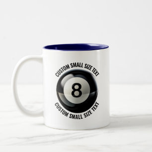 8 Ball & Kleine Tekst NAVY BLAUW 325ml Custom Tweekleurige Koffiemok