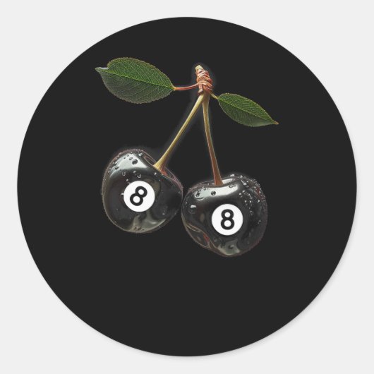 8 Ball Pool Biljart Speler Kersen Ronde Sticker (Voorkant)