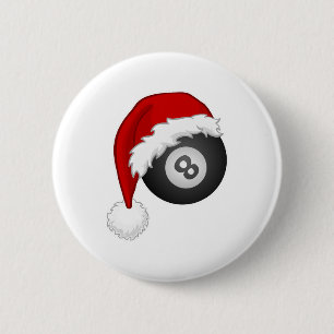 8-Ball Santa hat Funny kerst billiards snooker Ronde Button 5,7 Cm
