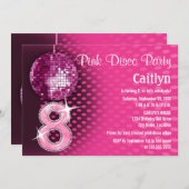 8 Birthday Pink Disco Party Kaart (Voorkant / Achterkant)