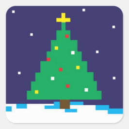 8-bit Gaming Holiday Tree Vierkante Sticker