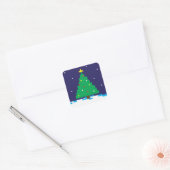 8-bit Gaming Holiday Tree Vierkante Sticker (Envelop)