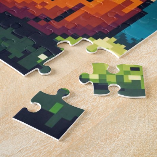 8-bit Halloween pompoen onder de maan Legpuzzel (Zijkant)