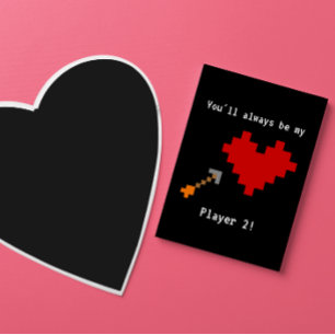 8 Bit Heart en Arrow Player Two Love Kaart