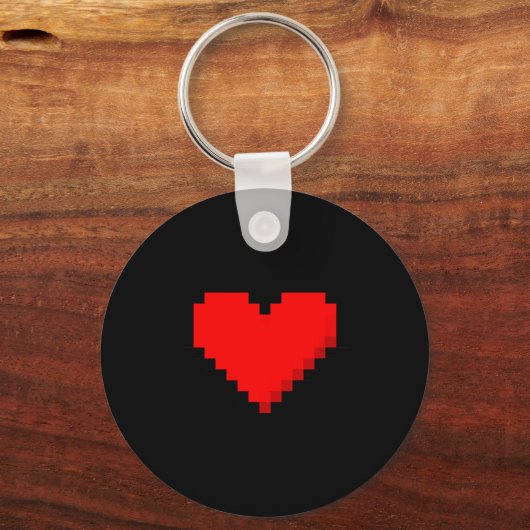 8 Bit Heart Retro Valentines Day Xel Artwork Sleutelhanger (Voorkant)