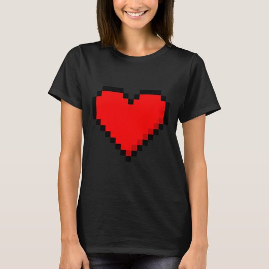 8 Bit Heart Retro Valentines Day Xel Artwork T-shirt (Voorkant)