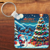 8 bit kerstboom & kerstman sleutelhanger (Voorkant)