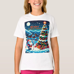 8 bit kerstboom & kerstman t-shirt