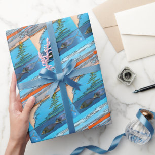 8-Bit Oceaan Zonsopgang Schilderij door Alfred Fox Cadeaupapier