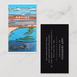 8-Bit Oceaan Zonsopgang Schilderij door Alfred Fox Visitekaartje