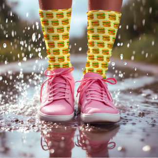 8-bit Pixel Art Hamburger - Eetwaar Vreemd Ding Ge Sokken