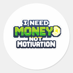 8-Bit Pixel Art Retro Gamen "Ik heb geld nodig, ge Ronde Sticker