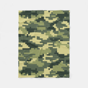 8 Bit Pixel Digitaal Woodland Camouflage / Camo Fleece Deken