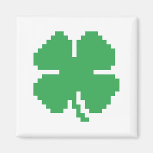 8 Bit Pixel Geluksbrengende Vierbladige Klaver Magneet