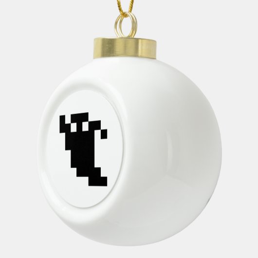 8 bit Pixel Ghost Shadow Keramische Bal Ornament (Rechts)