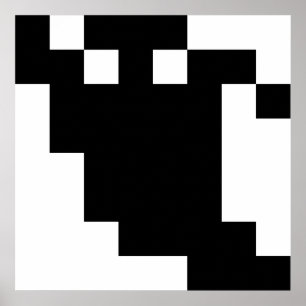 8 bit Pixel Ghost Shadow Poster