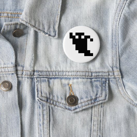 8 bit Pixel Ghost Shadow Ronde Button 5,7 Cm (In situ)