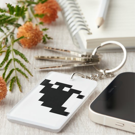 8 bit Pixel Ghost Shadow Sleutelhanger (Voorkant Rechts)