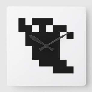 8 bit Pixel Ghost Shadow Vierkante Klok