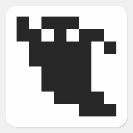 8 bit Pixel Ghost Shadow Vierkante Sticker (Voorkant)