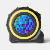   8-bit Pixelpatroon Abstracte Koele Geeky Blauwe  Rolmaat (Voorkant)