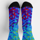   8-bit Pixelpatroon Abstracte Koele Geeky Blauwe  Sokken (Top)