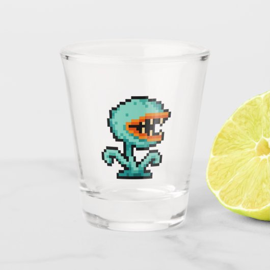 8-bit Retro Flytrap Shot Glas (Voorkant)