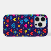 8-Bit Retro Gaming Pixel Pattern Phone Case iPhone Hoesje (Achterkant horizontaal)