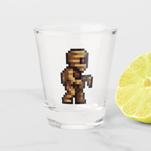 8-bit Retro Mummy Shot Glas (Voorkant)