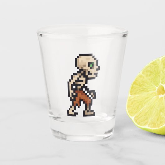 8-bit Retro Skeleton Shot Glas (Voorkant)