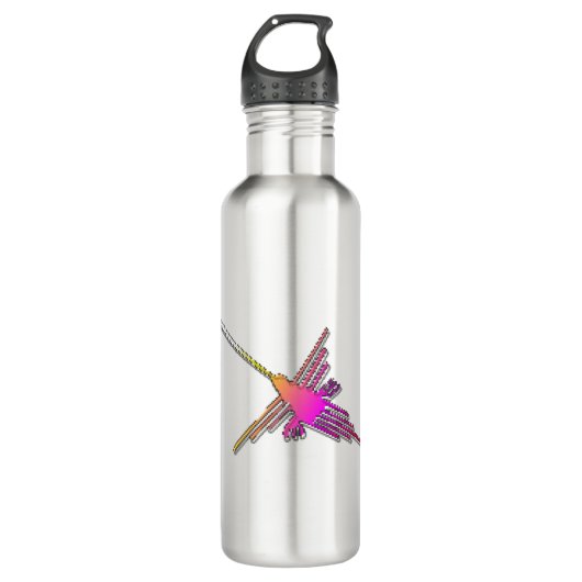 8 Bit Retro Video Game Nazca Lines Hummingbird Waterfles (Voorkant)