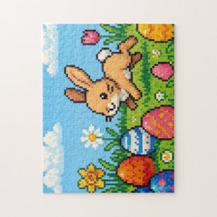 8 bit schattige paashaas/konijn legpuzzel